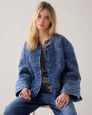 SUMMUM WOMAN QUILTED TRANSITIONAL JACKET BLUE