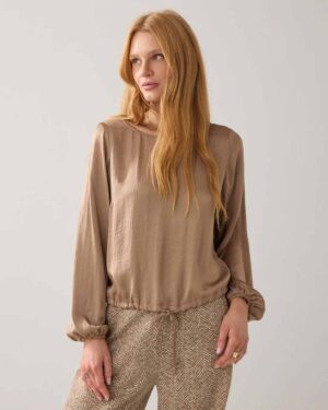 SUMMUM WOMAN SILKY TOP KHAKI