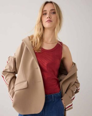 SUMMUM WOMAN RIBBED TOP BRICK RED