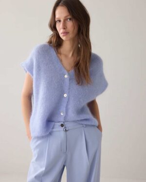 SUMMUM WOMAN MOHAIR KNIT CARDIGAN SOFT BLUE