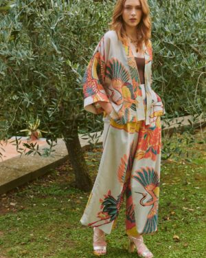 ONE HUNDRED STARS PALAZZO PANTS CRANE STONE