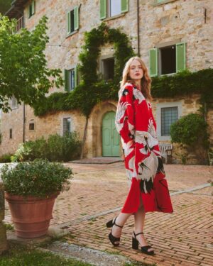 ONE HUNDRED STARS RAGLAN DRESS STORK SCARLET