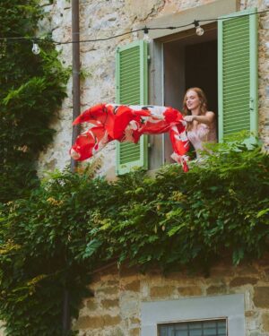 ONE HUNDRED STARS SCARF STORK SCARLET