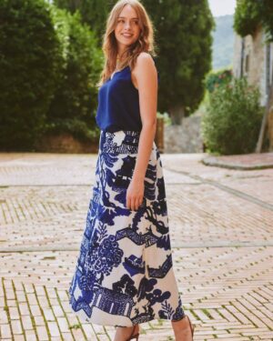 ONE HUNDRED STARS A-LINE MAXI SKIRT GIANT WILLOW BLUE