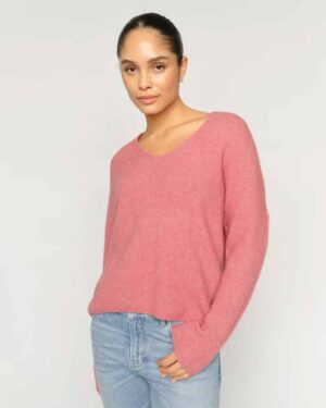 MOS MOSH THORA V-NECK KNIT DUSTY ROSE