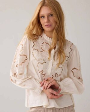 SUMMUM WOMAN OPEN KNIT TOP IVORY