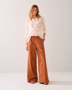 SUMMUM WOMAN SOFT PALAZZO TROUSERS CINNAMON