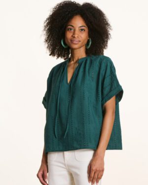 LA FEE MARABOUTEE FELINA BLOUSE LIGHT PETROL