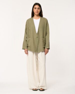 HUMILITY LINEN LIAM JACKET ARMY