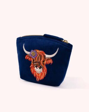 POWDER VELVET MINI POUCH HIGHLAND COW