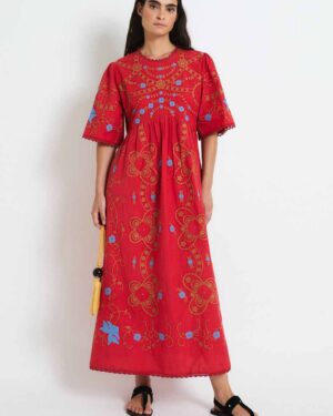 SOPHIE AND LUCIE AMAPOLA EMBROIDRED DRESS RED