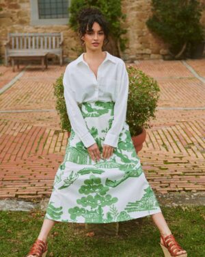 ONE HUNDRED STARS A-LINE MAXI SKIRT GIANT WILLOW GREEN